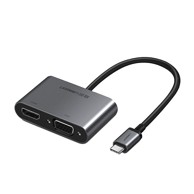 UGREEN USB-C na HDMI i VGA + PD adapter, sivi, kutija