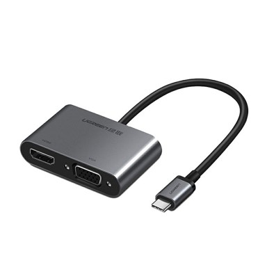 UGREEN USB-C na HDMI i VGA + PD adapter, sivi, kutija