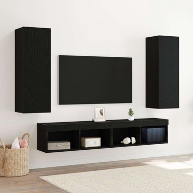Zidni TV ormarići, 2 kom, crni hrast, 30.5 x 30 x 90 cm, konstruirano drvo