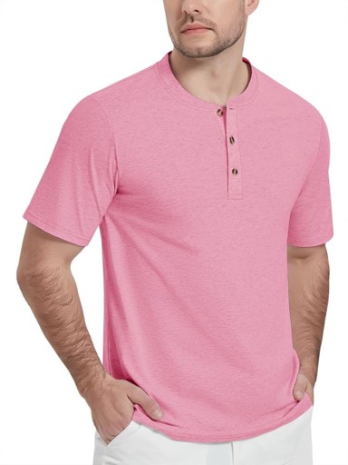 NIKCORP Muška Henley polo majica S, roza