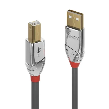 LINDY Kabel Cromo Line USB 2.0 Type-A na Type-B, 5 m, sivi, 36644