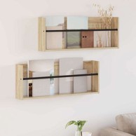 Polica za časopise s policom 2 pcs 80 x 12 x 30 cm, sonoma hrast