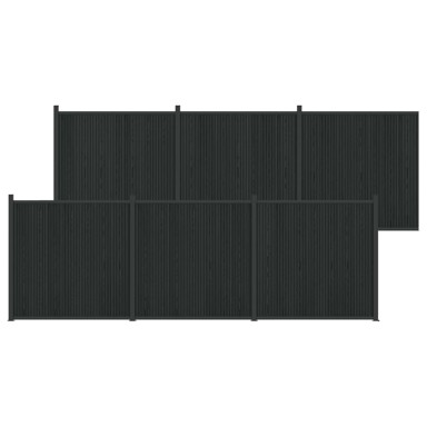 Paneli ograde, 6 kom, WPC i aluminij, crni