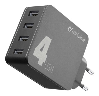 CELLULARLINE Punjač Multipower 4, 4x USB, 42 W, crna