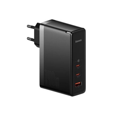 BASEUS Punjač GAN5 PRO USB-A/2X USB-C i Kabel C-C QC 140W, crna