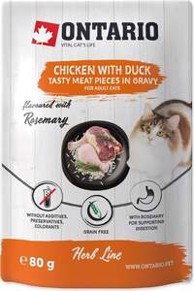 ONTARIO Vrećica Adult Cat 80 g, piletina i pačetina