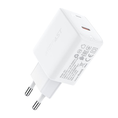 ACEFAST GaN zidni punjač A21, USB-C, 30 W, PD, QC 3.0, AFC, FCP, bijeli