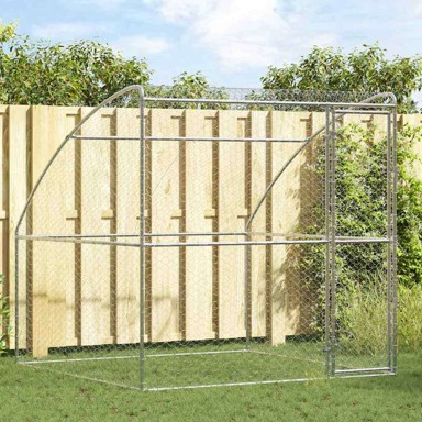Kućica za pse s pohranom, srebrna, 2 × 2 × 2 m, čelik