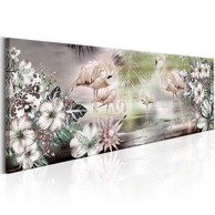 Slika Flamingoes and Flowers 120x40