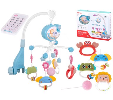 Vrtuljak, za krevetić, s projektorom i daljinskim upravljačem, plavi