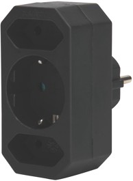 LUX TOOLS Razdjelnik Šuko+2 Euro, crni