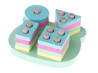 Montessori edukativna igra sortiranja oblika, 4 drvena tornja 