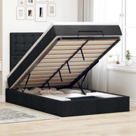 Otomanski krevet s madracem i LED svjetlom, 120 x 190 cm, od tkanine, crna