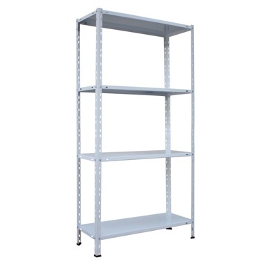 Metalni regal 150x75x30 cm, ukupna nosivost 160 kg, 4 police, bijela boja