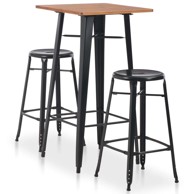 3-dijelni barski set čelični, crni