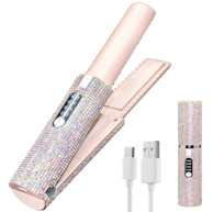 COOL MANGO 2 u 1 glačalo za kosu za glatko oblikovanje, s keramičkim pločama i USB punjenjem, Glittery