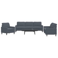 3-dijelni set sofa s jastucima tamnosivi baršunasti