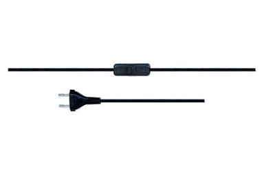 F-ELEKTRO spojni kabel s prekidačem, crni plosnati, omyp 2 x 0,75