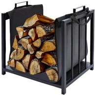 KAMINER Stalak za drva 2-u-1 50,5 cm, crni