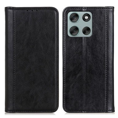 Preklopna futrola za Motorola Moto G56 5G, koža, crna