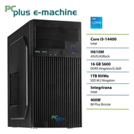 PCPLUS Stolno računalo e-machine / Intel Core i5-14400, 16GB, 1TB SSD, UHD Graphics, bez OS-a, crna