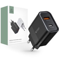 TECH-PROTECT Zidni punjač C30W 30W QC3.0 USB + Type C, crni