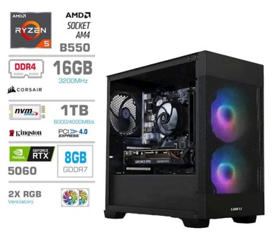 PCX Stolno računalo Extian / AMD Ryzen 5 5600X, 16 GB RAM, 1 TB SSD