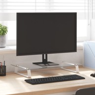 Stalak za monitor, bijeli, 60x35x8 cm, kaljeno staklo i metal