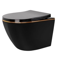 REA WC Školjka viseća Carlo Mini Rimless Duroplast Flat Black Gold Edge