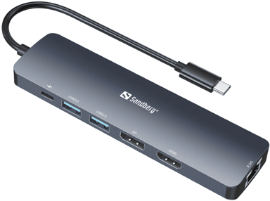 SANDBERG Docking stanica 136-43, USB-C, 2x USB-A, 1x USB-C, 2x HDMI, crna