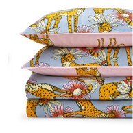 THEIR NIBS Pamučna Posteljina Untamed Cheetah 135x200 cm Ružičasta/siva