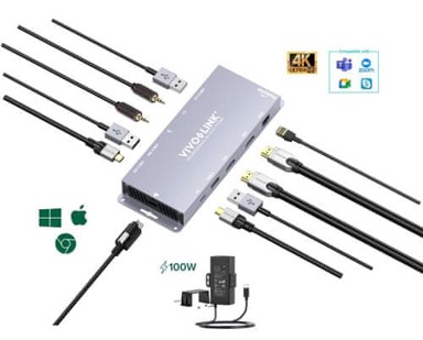 VIVOLINK hub USB-C VLUSBCHUB3 s dva HDMI priključka