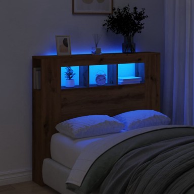 LED uzglavlje boja hrasta artisan 120x18,5x103,5 cm drveni