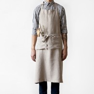 LINEN TALES Bež lanena pregača Chef, duljina 100 cm