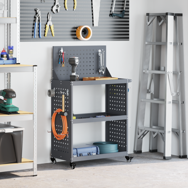 Količar za alate s policom s kotačem s pohranom 65x35x111 cm, antracit