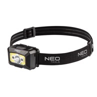 NEO TOOLS Punjiva naglavna svjetiljka, COB LED, senzor pokreta, 250 lm