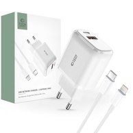 TECH-PROTECT Zidni punjač C20W 20W QC3.0 USB + PD Type C + Type C to Lightning kabel