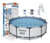 BESTWAY Montažni bazen 366x100 cm s pumpom i ljestvama, plavi