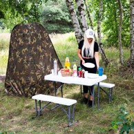 SPRINGOS Set catering stol + klupe 105x65x69 cm, bijeli