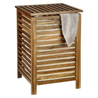WENKO Drvena košara za rublje u tamnoj prirodnoj boji 56 l Fondi 