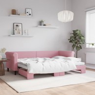 Dnevni krevet na razvlačenje ružičasti 80 x 200 cm baršunasti