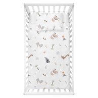 MIJOLNIR Dječja posteljina od pamuka Dinozor 100x150 cm, bijela