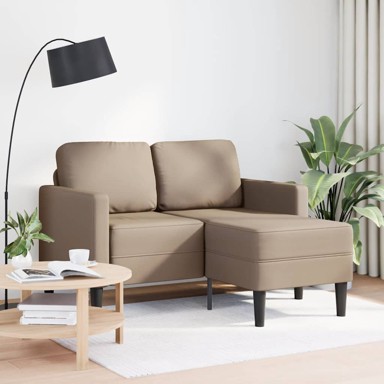 Dvosjed s ležaljkom L-oblikovani 125 cm, umjetna koža, cappuccino