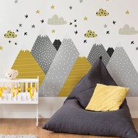 AMBIANCE Zidna samoljepljiva naljepnica Giant Kid Sticker Scandinavian Mountains Henrika