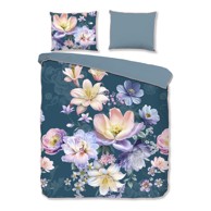 DESCANSO Posteljina Mirery 200x220 cm za bračni/produženi krevet od pamučnog satena plava