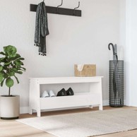 Klupa za hodnik bijela od masivne borovine 100 x 28 x 45 cm