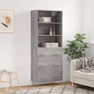 Visoka komoda siva sonome 69,5x34x180 cm od konstruiranog drva