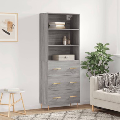 Visoka komoda siva sonome 69,5x34x180 cm od konstruiranog drva