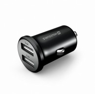 SWISSTEN Auto punjač METALNI 2xUSB 4.8A, crni
