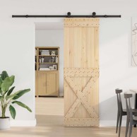 Klizna vrata Narvik, 70 x 210 cm, 213,5 cm, prirodna i crna